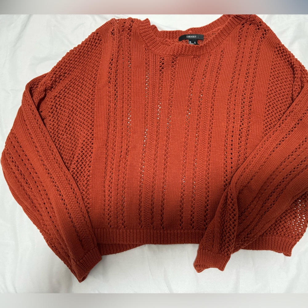 Long Sleeve Knit/ Crochet Burnt Orange Top s